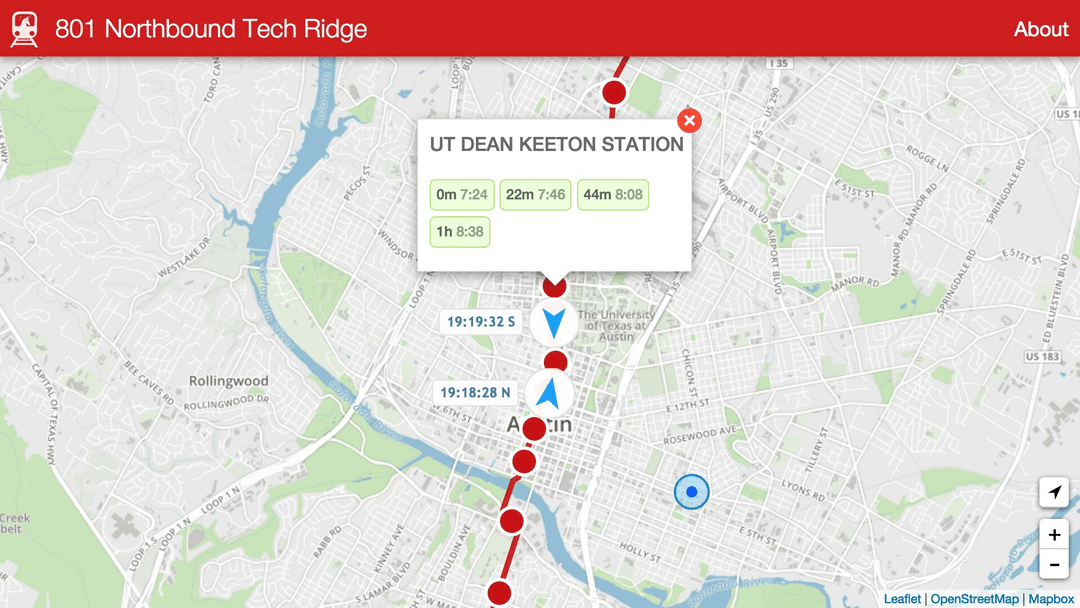 Instabus is a realtime map of Austin's public transit. It works well on mobile and desktop.